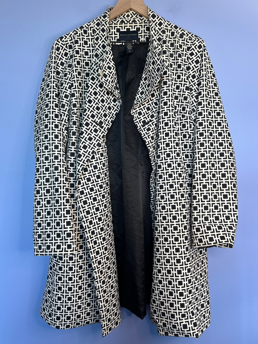 Banana Republic Black and White Geometric Coat